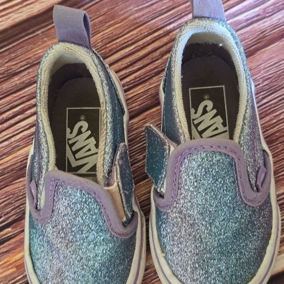 Vans Kids Glitter Slip-On Shoes - Purple, Blue and Silver - Picture 2 of 4